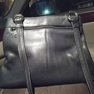Tignanello Classic Navy Blue Leather Shoulder Bag